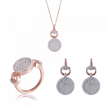 Orphelia® 'Alisia' Femmes Argent Set: Necklace + Earrings + Ring - Rosé SET-7420