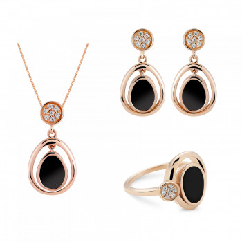 Orphelia® 'Alda' Femmes's Argent Set: Necklace + Earrings + Ring - Rosé SET-7470