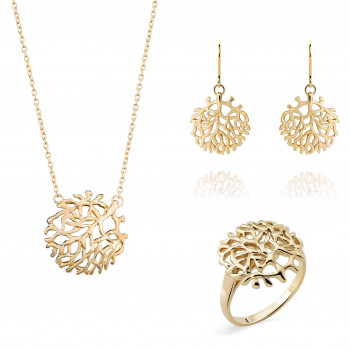 Orphelia® 'Flavie' Femmes's Argent Set: Necklace + Earrings + Ring - Or SET-7502/G