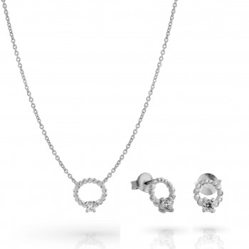 Orphelia® 'Premium' Femmes Argent Set: Necklace + Earrings - Argent SET-7562