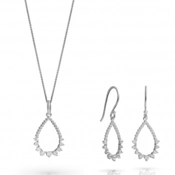 Orphelia® 'Petal' Femmes Argent Set: Necklace + Earrings - Argent SET-7564