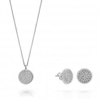 Orphelia® 'Bella' Femmes Argent Set: Necklace + Earrings - Argent SET-7565