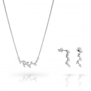 Orphelia® 'Charlene' Femmes Argent Set: Necklace + Earrings - Argent SET-7568