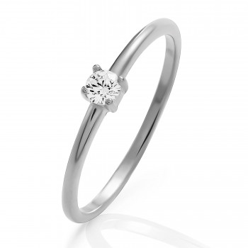 Solitaire Sterling Silver Ring ZR-7527