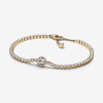 Pandora® 'Round Halo' Femmes Métal plaqué Bracelet - Or 569416C01-18