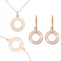 Orphelia® 'Amada' Femmes Argent Set: Bracelet + Earrings + Necklace - Rosé SET-7075/1