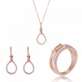 Orphelia® 'Aava' Femmes Argent Set: Necklace + Earrings + Ring - Rosé SET-7421