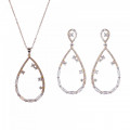 Orphelia® 'Islia' Femmes Argent Set: Necklace + Earrings - Rosé SET-7423/RG