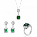 Orphelia® 'Enora' Femmes Argent Set: Necklace + Earrings + Ring - Argent SET-7426/EM