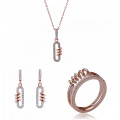 Orphelia® 'Gigi' Femmes Argent Set: Necklace + Earrings + Ring - Rosé SET-7438