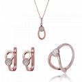 Orphelia® 'Gigi' Femmes Argent Set: Necklace + Earrings + Ring - Rosé SET-7439