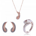 Orphelia® 'Tilou' Femmes Argent Set: Necklace + Earrings + Ring - Rosé SET-7441