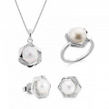 Orphelia® 'Aliva' Femmes Argent Set: Necklace + Earrings + Ring - Argent SET-7469