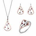 Orphelia® 'Sacha' Femmes Argent Set: Necklace + Earrings + Ring - Argent/Rose SET-7496