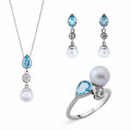 Orphelia® 'Lylou' Femmes Argent Set: Necklace + Earrings + Ring - Argent SET-7498