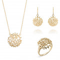 Orphelia® 'Flavie' Femmes Argent Set: Necklace + Earrings + Ring - Or SET-7502/G