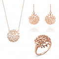 Orphelia® 'Flavie' Femmes Argent Set: Necklace + Earrings + Ring - Rosé SET-7502/RG