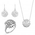 Orphelia® 'Flavie' Femmes Argent Set: Necklace + Earrings + Ring - Argent SET-7502