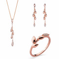Orphelia® 'Loana' Femmes Argent Set: Necklace + Earrings + Ring - Rosé SET-7505/RG