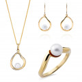 Orphelia® 'Baptiste' Femmes Argent Set: Necklace + Earrings + Ring - Or SET-7507/G