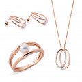 Orphelia® 'Heloise' Femmes Argent Set: Necklace + Earrings + Ring - Rosé SET-7509
